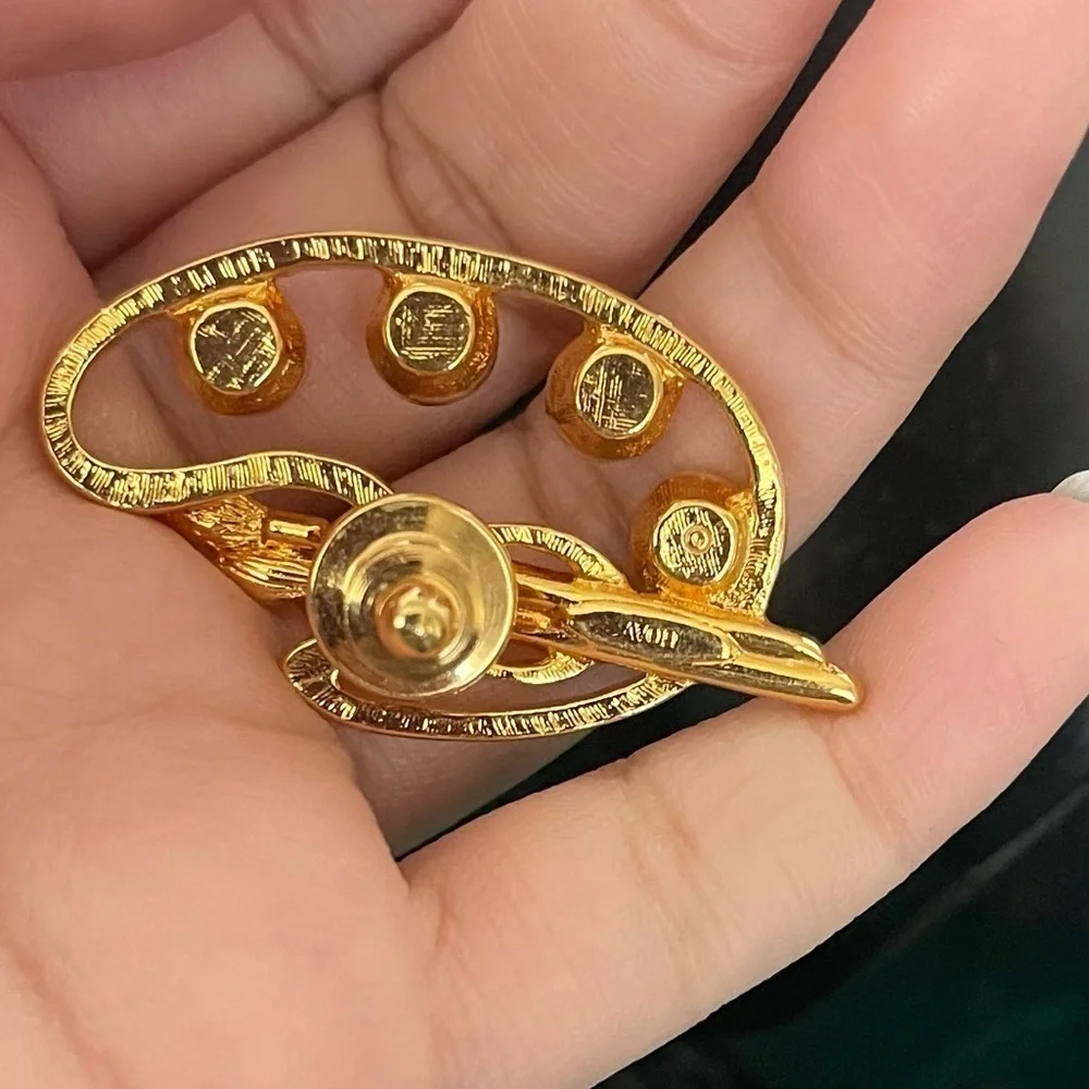 Vintage Avon Gold-Tone Artist Palette Pin Brooch With Colorful Rhinestones